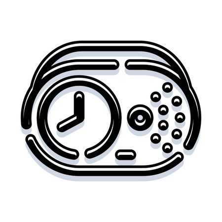 Radio clock icon with vintage sound device