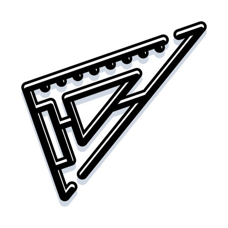 Drafting triangle measuring tool with geometric design concept