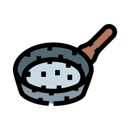 Frying pan kitchenware cooking utensil isolated iconのイラスト素材