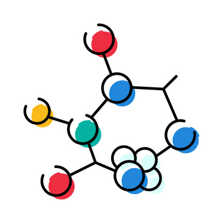 Colorful molecule structure icon for scientific researchのイラスト素材