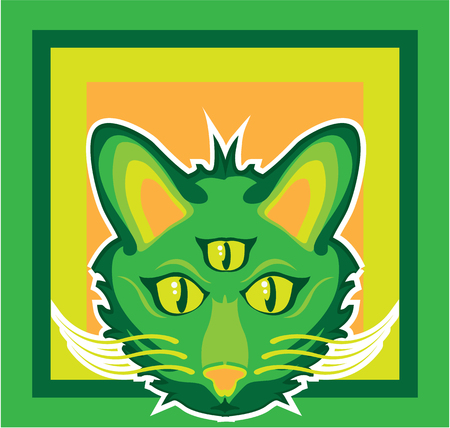 3 eyed cat vector illustration clip-art imageのイラスト素材