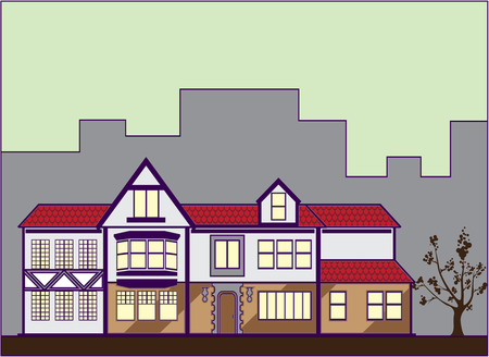 Old fashioned home vector illustration clip-art imageのイラスト素材