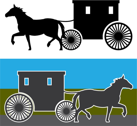 Amish wagon vector illustration clip-art imageのイラスト素材