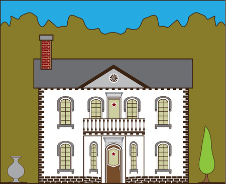 Suburban house vector illustration clip-art imageのイラスト素材
