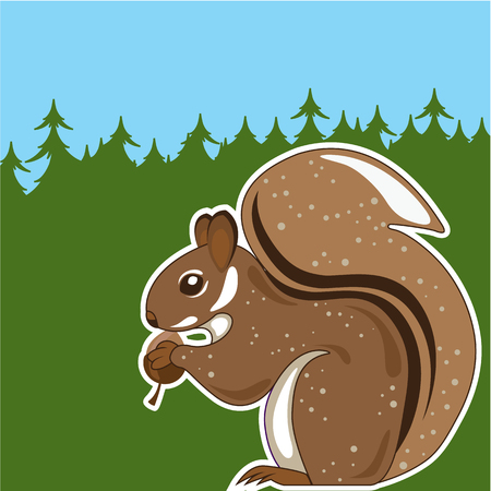 Squirrel forest vector illustration clip-art imageのイラスト素材