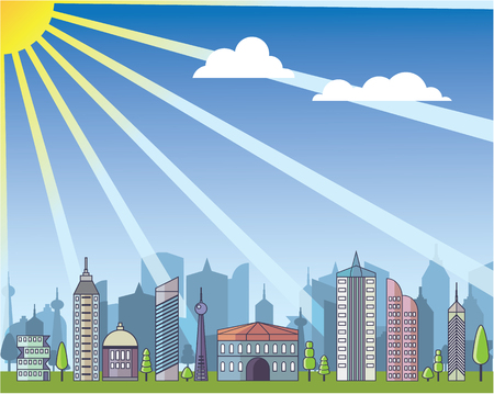 City daylight illustration clip-art image vector fileのイラスト素材