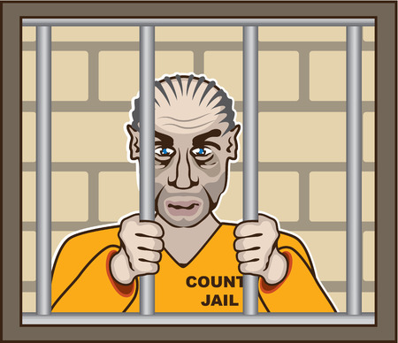 Criminal in Jail illustration clip-art image vector fileのイラスト素材