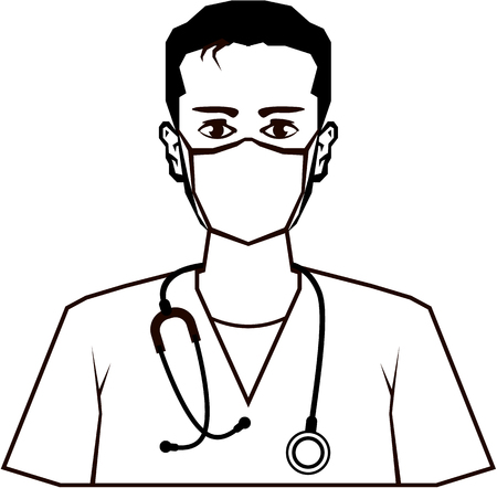 Doctor vector illustration clip-art image black and whiteのイラスト素材