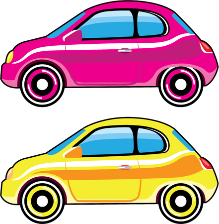Tiny Tiny Small Car mini vehicle Vector stylized clip-artのイラスト素材