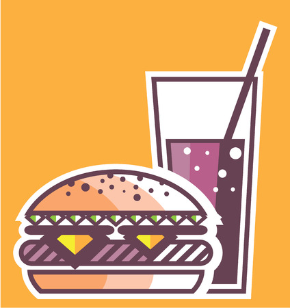 Fast Food Cheeseburger and Drink vector illustrationのイラスト素材