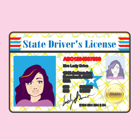 Driver's License Woman photo ID vectorのイラスト素材