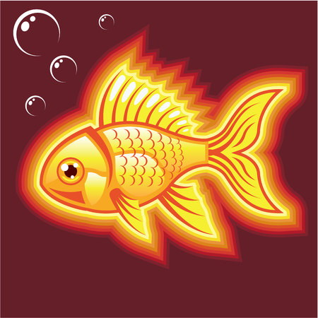 Vector gold fish glowing bright illustration clip-artのイラスト素材
