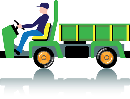 Small green utility truck illustration clip-art imageのイラスト素材