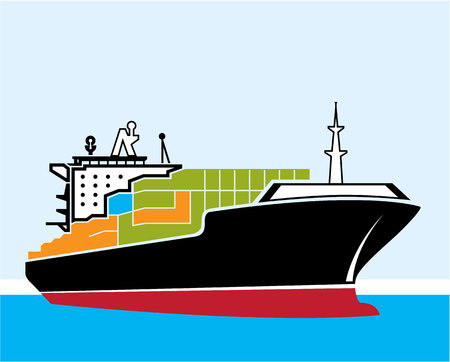 Cargo Ship illustration clip-art image vectorのイラスト素材