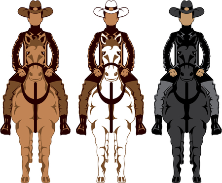 Western Cowboys with horses vector image clip-artのイラスト素材