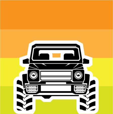 Suv front off road car illustration clip-art vector imageのイラスト素材