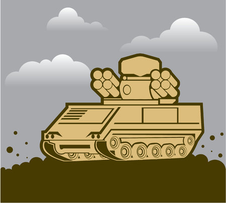 Anti air defence weapon military vehicle imageのイラスト素材