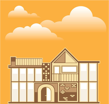 Modern house vector illustration clip-art imageのイラスト素材