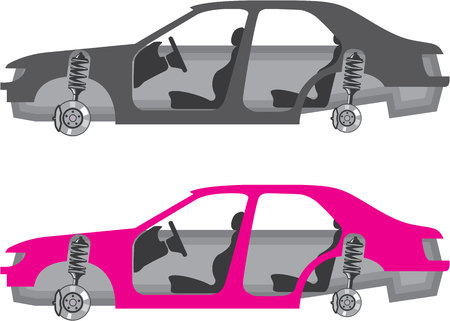 Car body no wheels or doors vector illustration clip-artのイラスト素材