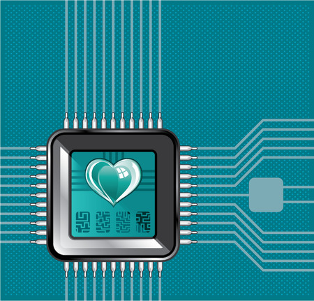 Computer processor heart vector illustration clip-art imageのイラスト素材