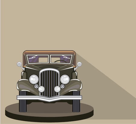 Vintage car front vector illustration clip-art imageのイラスト素材