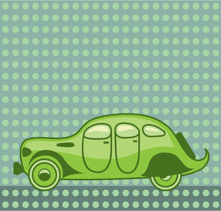 Green leaf car vector illustration clip-art imageのイラスト素材