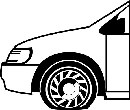 Flat tire black and white vector illustration clip-art imageのイラスト素材