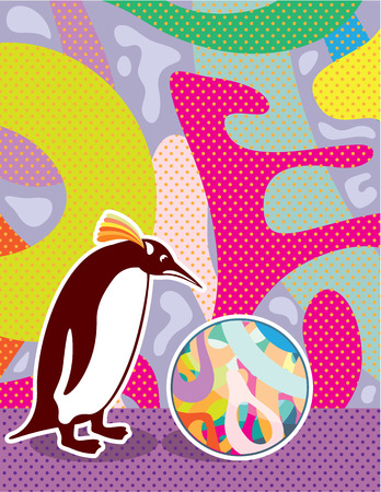 Artsy pinguin vector abstract illustration clip-art fileのイラスト素材