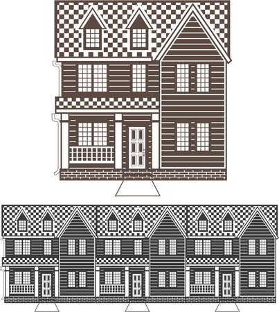 Town homes vector illustration single color imageのイラスト素材
