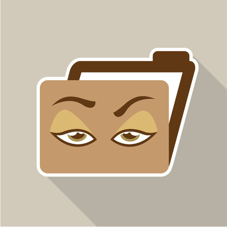 Folder with eyes vector illustration clip-art imageのイラスト素材