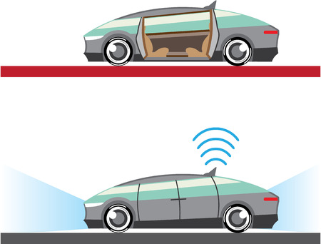 Self-driving car vector illustration clip-art imageのイラスト素材