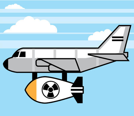 Plane cartoon bomber with a bomb vector illustrationのイラスト素材