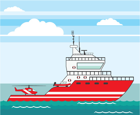 Coast guard ship vector illustration clip-art imageのイラスト素材