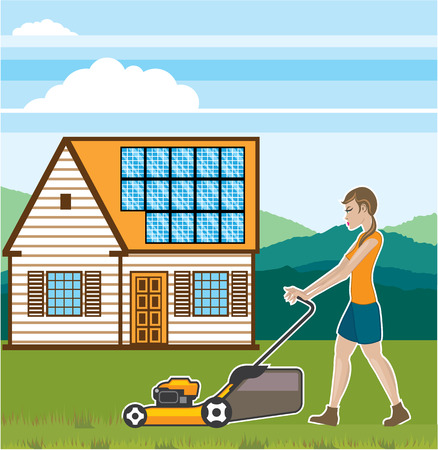 Moving grass house vector illustration clip-art epsのイラスト素材