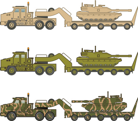 Truck military pulling tank trailer vector illustrationのイラスト素材