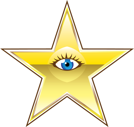 Golden Star with an eye vector illustration clip-art imageのイラスト素材
