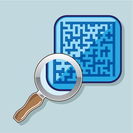 Maze Under magnifying glass vector illustration clip-art imageのイラスト素材