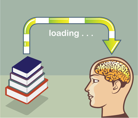 Loading Books into the mind vector illustration clip-art imageのイラスト素材