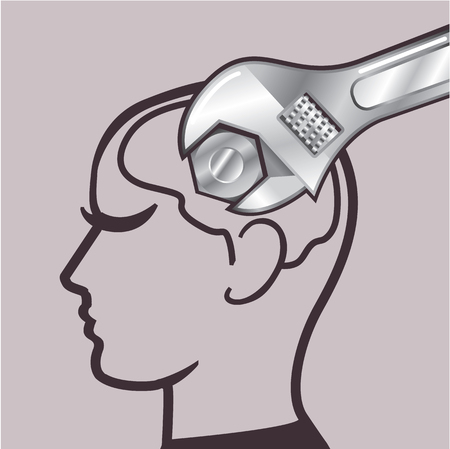 Wrench tighten the brain vector illustration clip-art imageのイラスト素材