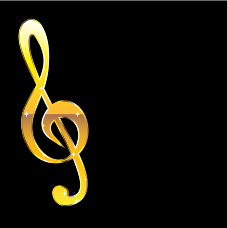 Gold Music symbol vector black background illustration clip-artのイラスト素材