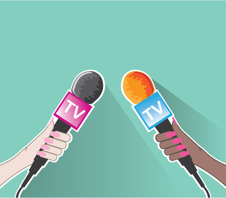 Hands with microphone TV news vector illustrationのイラスト素材