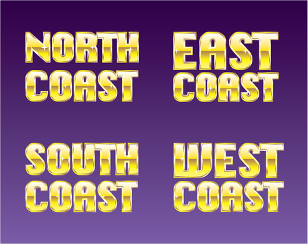 North East West South coast gold vector illustration clip-art imageのイラスト素材