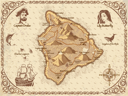 Pirate map large vector illustration clip-art imageのイラスト素材