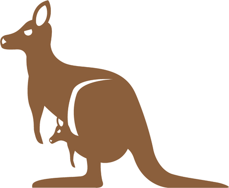 Kangaroo vector simple illustration clip-art imageのイラスト素材
