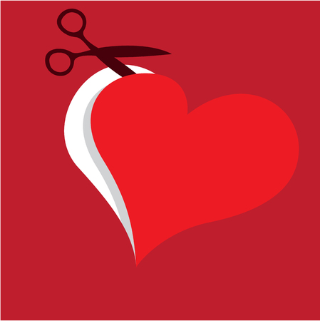 Heart cut out vector scissors illustration clip-art imageのイラスト素材