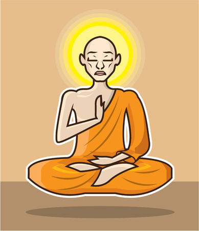 Monk Meditation orange dress vector imageのイラスト素材