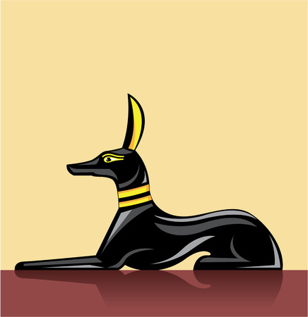 Egyptian Dog vector black statue illustration clip-art imageのイラスト素材