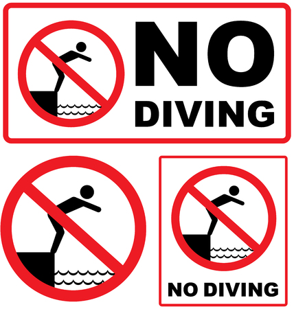 No Diving sign red vector illustration clip-art imageのイラスト素材