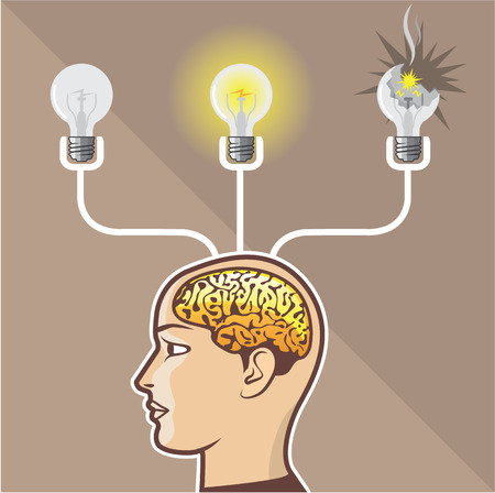 Idea Bulb Brain vector illustration clip-art imageのイラスト素材