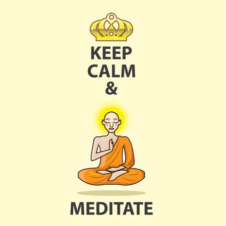 Keep Calm and meditate monk vector illustration clip-art imageのイラスト素材